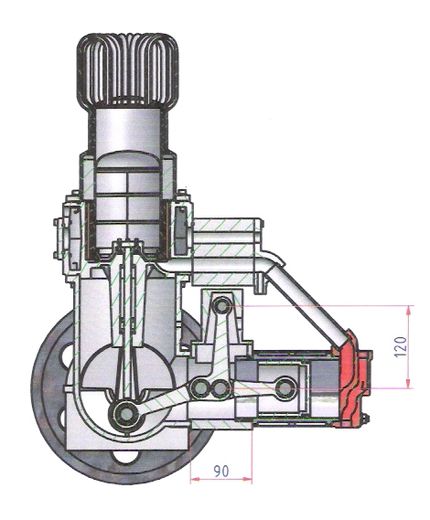 Viebach-Stirlingmotor mit Anlenkhebel-Triebwerk