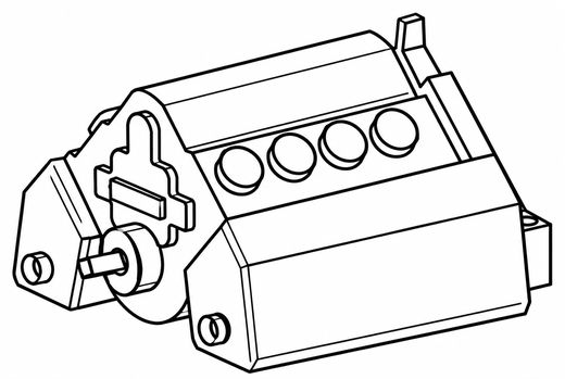 Mehrzylinder-Stirlingmotor, Strichzeichnung